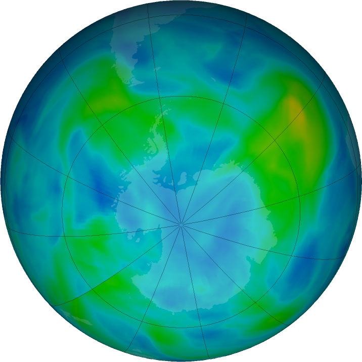 Antarctic ozone map for 12 April 2019